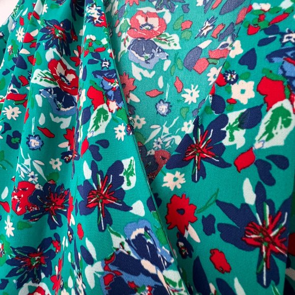 JCrew Teal Floral Wrap Dress - LIKE NEW! - Picture 2 of 3